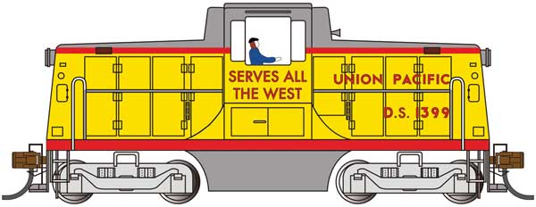 Bachmann 68204 GE 44-Ton Switcher - Sound and DCC - Sound Value -- Union Pacific D.S. 1399 (Armour Yellow, gray, red), HO