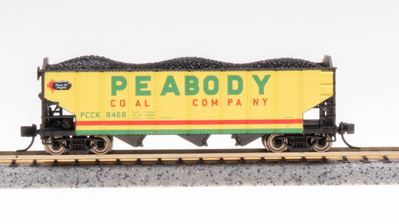 BLI 7162 3-Bay Hopper, Peabody Coal, Yellow/Green/Red, 2-pack A, N (Fantasy Paint Scheme)