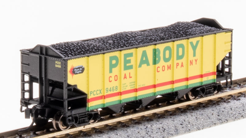 BLI 7162 3-Bay Hopper, Peabody Coal, Yellow/Green/Red, 2-pack A, N (Fantasy Paint Scheme)