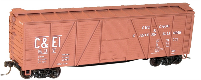 Accurail 7207 6-Panel Outside Braced Boxcar Wood Doors & Dreadnaught ends, Chicago & Eastern Illinois C&EI, HO