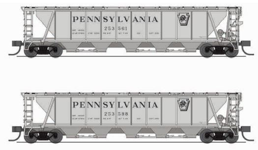 BLI 7252 H32 Covered Hopper, PRR, Gray with Black Shadow Keystone, 2-pack A, N Scale