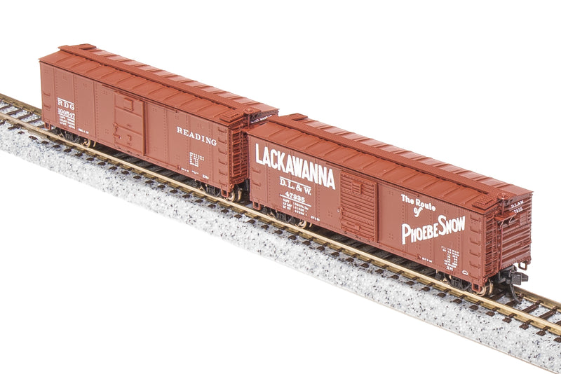 BLI 7273 NYC 40' Steel Boxcar, Variety Set D, 1950's 4-pack, (NYC, RDG, DLW, NB), N Scale