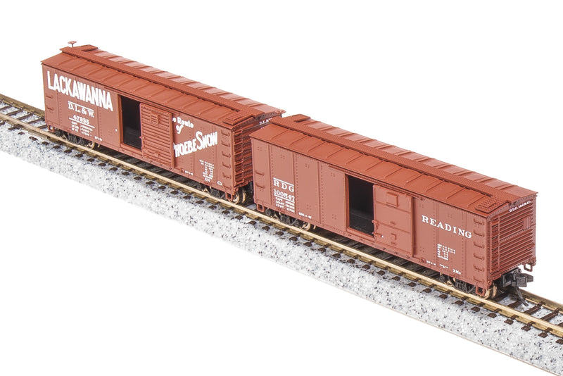 BLI 7273 NYC 40' Steel Boxcar, Variety Set D, 1950's 4-pack, (NYC, RDG, DLW, NB), N Scale