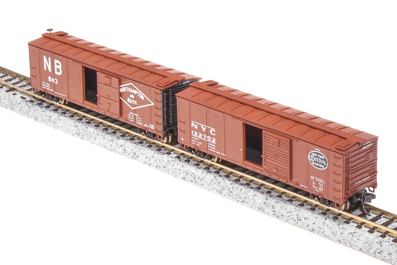 BLI 7273 NYC 40' Steel Boxcar, Variety Set D, 1950's 4-pack, (NYC, RDG, DLW, NB), N Scale