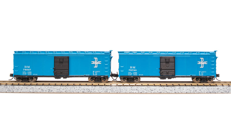 BLI 7274 USRA 40' Steel Boxcar, B&M, 2-pack, N Scale