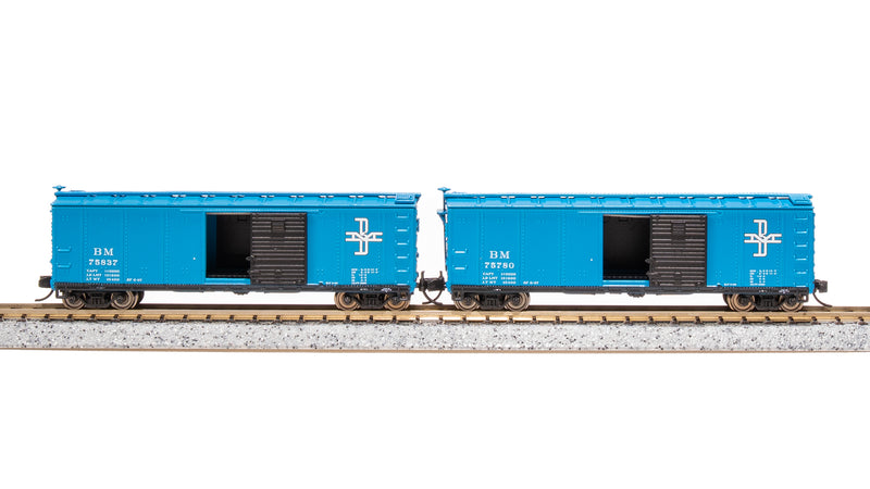 BLI 7274 USRA 40' Steel Boxcar, B&M, 2-pack, N Scale