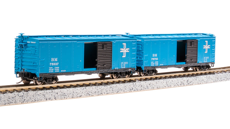 BLI 7274 USRA 40' Steel Boxcar, B&M, 2-pack, N Scale