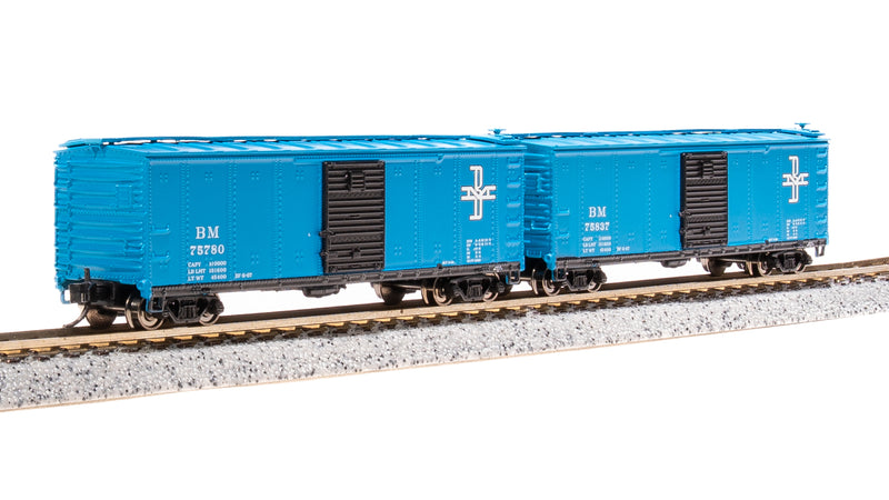 BLI 7274 USRA 40' Steel Boxcar, B&M, 2-pack, N Scale