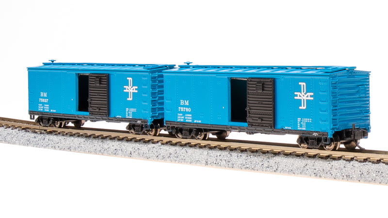 BLI 7274 USRA 40' Steel Boxcar, B&M, 2-pack, N Scale