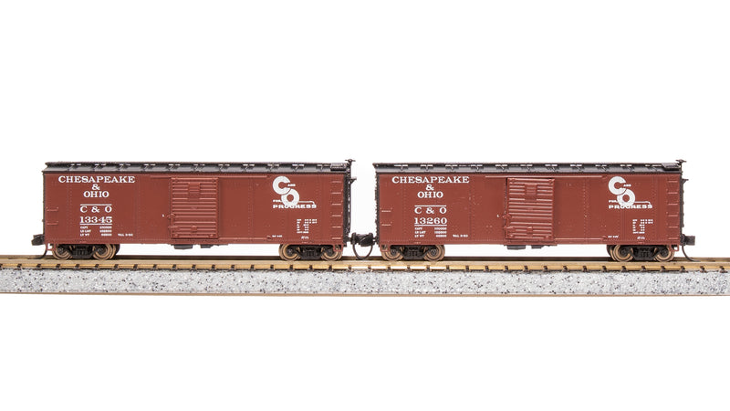 BLI 7275 USRA 40' Steel Boxcar, C&O, 2-pack, N Scale