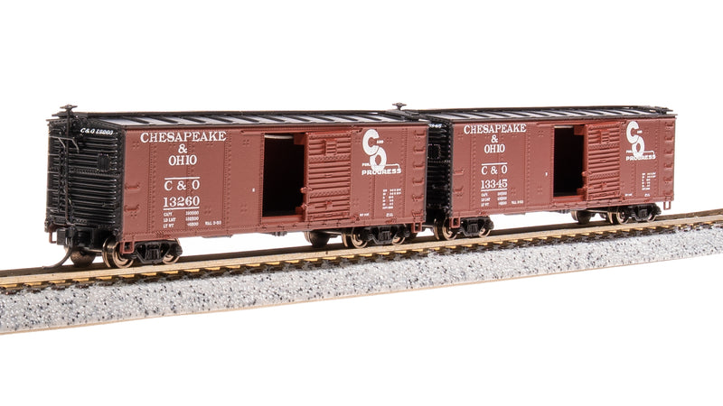 BLI 7275 USRA 40' Steel Boxcar, C&O, 2-pack, N Scale