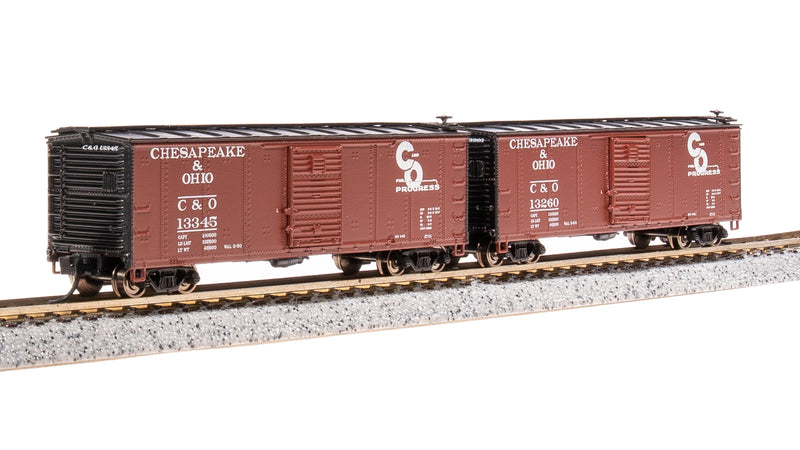 BLI 7275 USRA 40' Steel Boxcar, C&O, 2-pack, N Scale