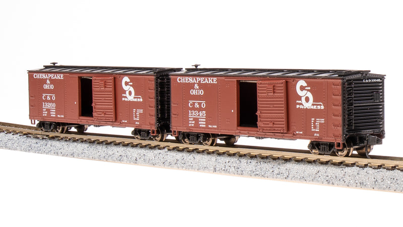 BLI 7275 USRA 40' Steel Boxcar, C&O, 2-pack, N Scale