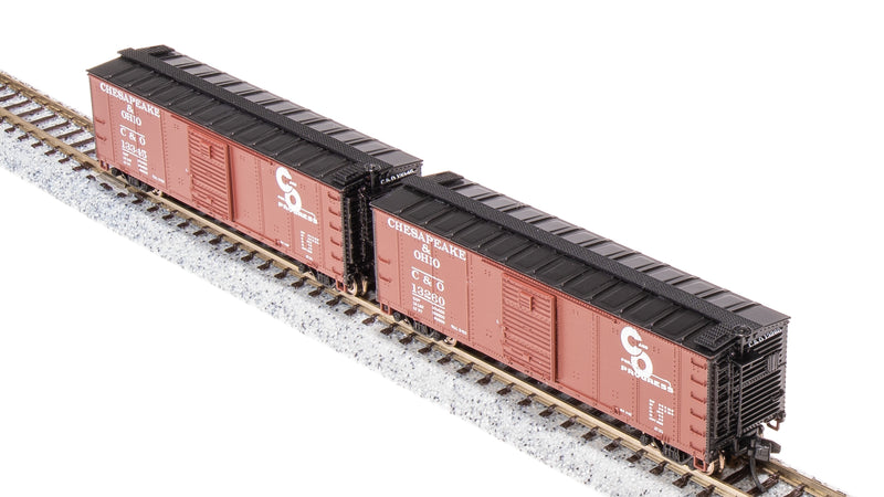 BLI 7275 USRA 40' Steel Boxcar, C&O, 2-pack, N Scale