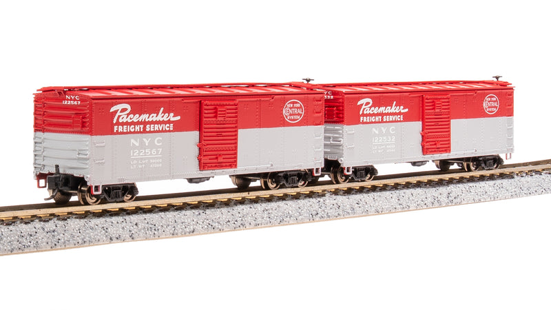 BLI 7282 USRA 40' Steel Boxcar, NYC, Pacemaker Red/Gray 2-pack, N Scale