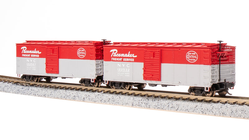 BLI 7282 USRA 40' Steel Boxcar, NYC, Pacemaker Red/Gray 2-pack, N Scale