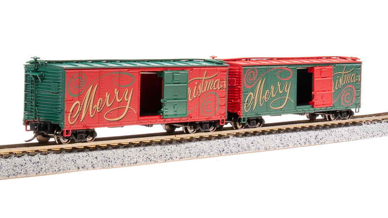 BLI 7285 USRA 40' Steel Boxcar, Christmas Edition, 2-pack, N Scale