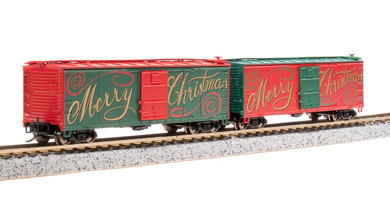 BLI 7285 USRA 40' Steel Boxcar, Christmas Edition, 2-pack, N Scale