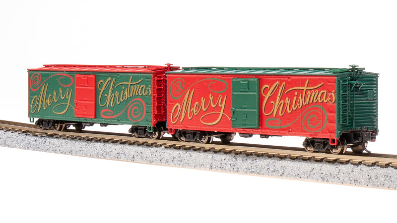 BLI 7285 USRA 40' Steel Boxcar, Christmas Edition, 2-pack, N Scale