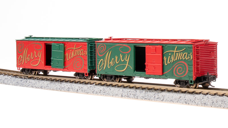 BLI 7285 USRA 40' Steel Boxcar, Christmas Edition, 2-pack, N Scale