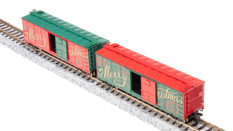 BLI 7285 USRA 40' Steel Boxcar, Christmas Edition, 2-pack, N Scale