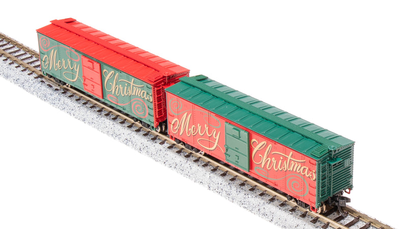 BLI 7285 USRA 40' Steel Boxcar, Christmas Edition, 2-pack, N Scale