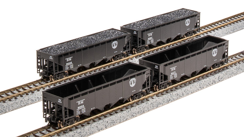 BLI 7424 ARA 70-Ton Quad Hopper, B&M, post-1947 Minute Man, 4-pack A, N Scale