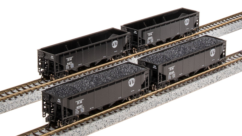 BLI 7424 ARA 70-Ton Quad Hopper, B&M, post-1947 Minute Man, 4-pack A, N Scale