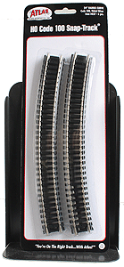 Atlas Model Railroad Co. 150-837 Code 100 Curved Snap-Track(R) Nickel-Silver Rail -- 24" Radius (Black Ties) pkg(6), HO