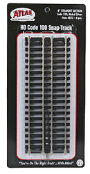 Atlas Model Railroad Co. 150-822 Straight Snap-Track(R) Nickel-Silver Rail - 6" 15.2cm (Black Ties) pkg(4), HO