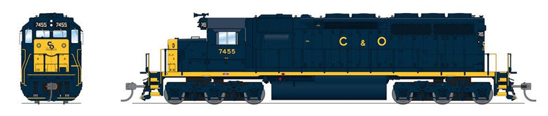 BLI 9032 EMD SD40, C&O 7455, Blue w/ Yellow, No-Sound / DCC-Ready, HO