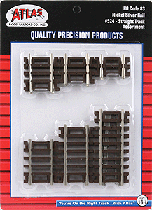 Atlas ATL524 Code 83 Snap Track - Straight Sections -- 10-Piece Assortment - 2 Each: 3/4", 1", 1-1/4", 1-1/2", 2" & 2-1/2", HO Scale