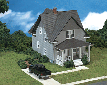 Atlas ATL713 Kim's Classic American Home - Kit -- Light Gray, Medium Gray, White, Black - 6-5/16 x 3-5/16 x 4-1/2", HO Scale