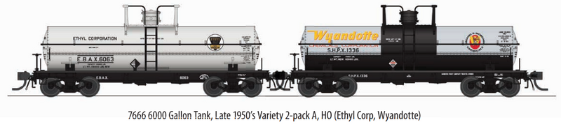 BLI 7666 6000 Gallon Tank, Late 1950's Variety 2-pack A, HO (Ethyl Corp, Wyandotte)