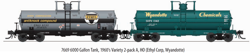 BLI 7669 6000 Gallon Tank, 1960's Variety 2-pack A, HO (Ethyl Corp, Wyandotte)