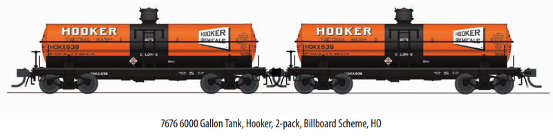 BLI 7676 6000 Gallon Tank, Hooker, 2-pack, Billboard Scheme, HO
