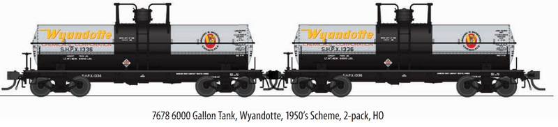 BLI 7678 6000 Gallon Tank, Wyandotte, 1950's Scheme, 2-pack, HO