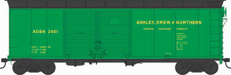 PREORDER Bowser 43304 HO X31 Double-Door Round Flush Roof Boxcar - Ready to Run -- Ashley, Drew & Northern