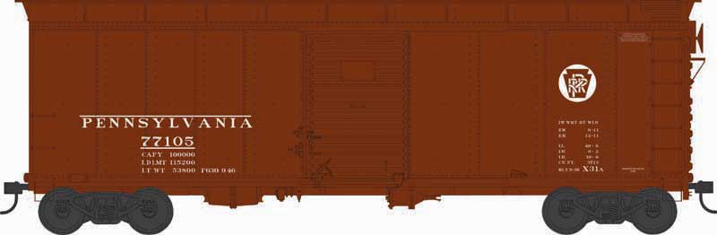 PREORDER Bowser 43323 HO X31A Single-Door Round Inset Roof Boxcar - Ready to Run -- Pennsylvania Railroad