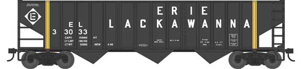 PREORDER Bowser 43473 HO 70-Ton 14-Panel 3-Bay Hopper - Ready to Run -- Erie Lackawanna