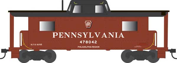 PREORDER Bowser 43420 HO PRR Class N8 Steel Center-Cupola Cabin Car (Caboose) - Ready to Run -- Pennsylvania Railroad