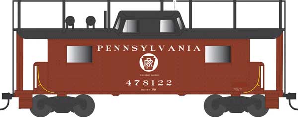 PREORDER Bowser 43412 HO PRR Class N8 Steel Center-Cupola Cabin Car (Caboose) - Ready to Run -- Pennsylvania Railroad