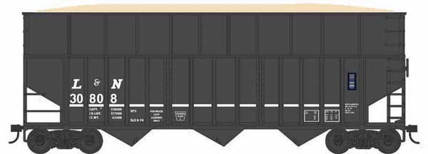 PREORDER Bowser 43436 HO 70-Ton Ribbed-Side Wood Chip Hopper with Ribbed Side Extensions - Ready to Run -- Louisville & Nashville