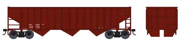 PREORDER Bowser 43443 HO 70-Ton 14-Panel 3-Bay Hopper - Ready to Run -- Dimensional Data (Boxcar Red)