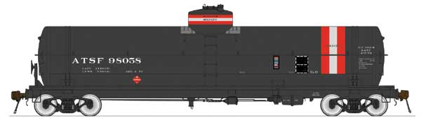 American Limited Models 1832 GATC Welded Tank Car - Ready to Run -- Santa Fe 98082 (black, red, white, Solvent Service), HO Scale