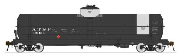 American Limited Models 1850 GATC Welded Tank Car - Ready to Run -- Santa Fe 101179 (Early Scheme, black, white, Diesel Fuel Service), HO Scale