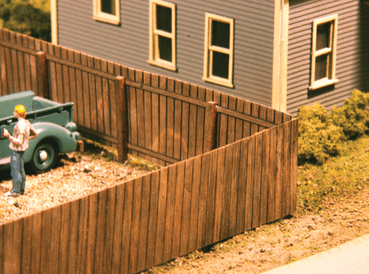 American Model Builders 334 Wood Privacy Fence - Laser-Cut Wood Kit -- Scale 120' 36.6m, HO Scale