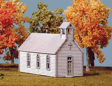 American Model Builders 691 Crossroads Church -- 2-1/2 x 1-1/8 x 2" 6.4 x 2.9 x 5.1cm, N Scale