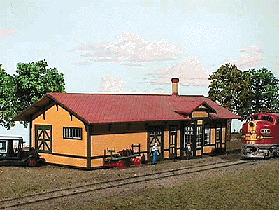 American Model Builders 607 Santa Fe One-Story Depot -- 5 x 1-3/4 x 1-1/2" 12.5 x 4.3 x 3.7cm, N Scale