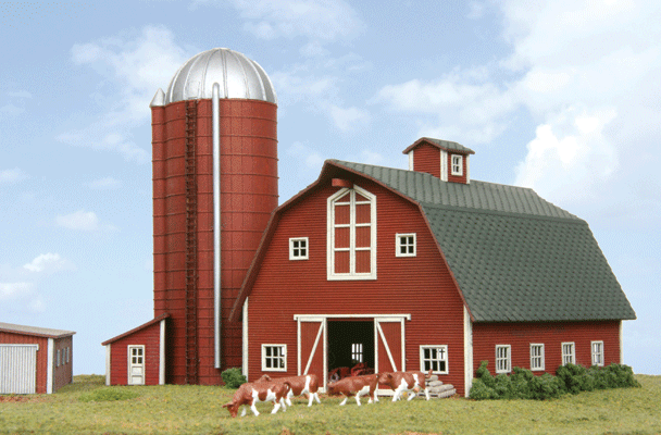 American Model Builders 630 Country Barn w/Silo - LASERkit(R) -- Kit - 5-3/8 x 3-1/2 x 3-1/4" 13.7 x 8.9 x 8.3cm, N Scale